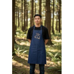 Tablier jean motif sanglier brodé